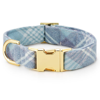 Foggy Dog Blue Frost Plaid Flannel Dog Collar