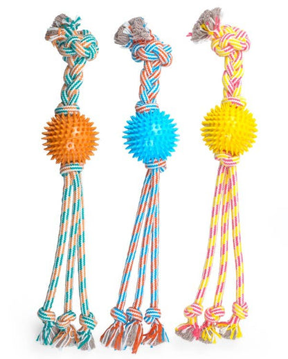 ThoozyPet Squid Tails Tug Spike Ball Orange