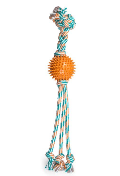ThoozyPet Squid Tails Tug Spike Ball Orange