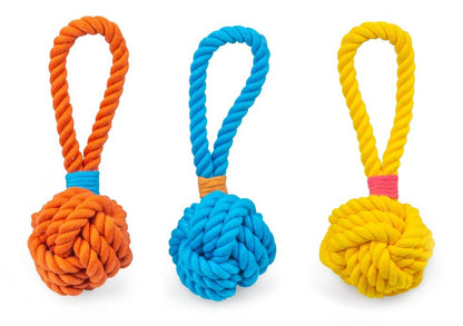 ThoozyPet Ball Tug Rope Blue 3"