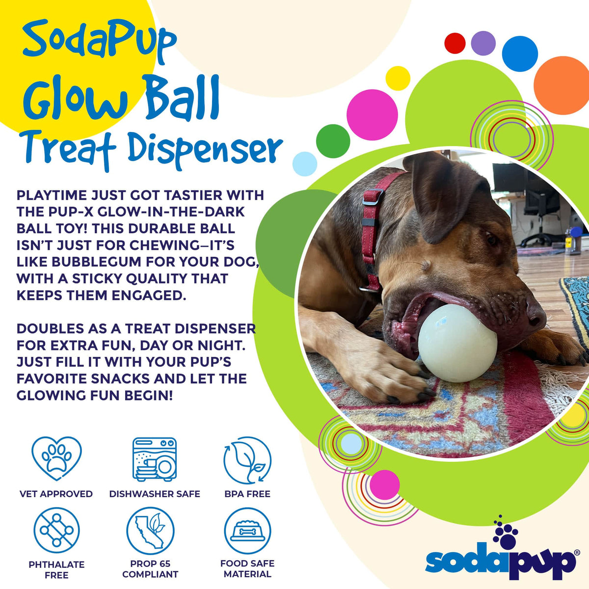 4" PUP-X Glow Ball Treat Dispenser - Glow in the Dark