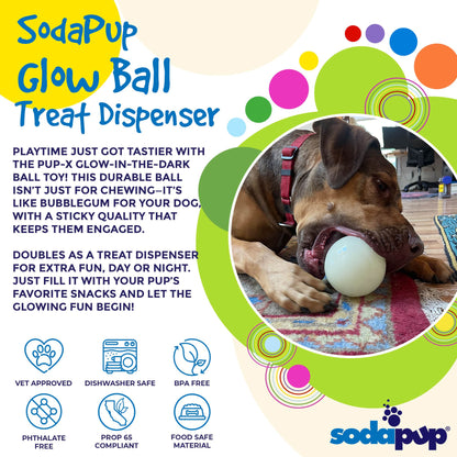 4" PUP-X Glow Ball Treat Dispenser - Glow in the Dark