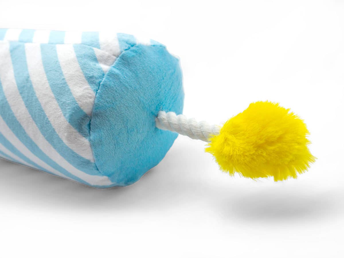 ThoozyPet Birthday Candle Blue w/ Rope 16"
