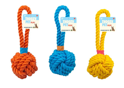 ThoozyPet Ball Tug Rope Blue 5"
