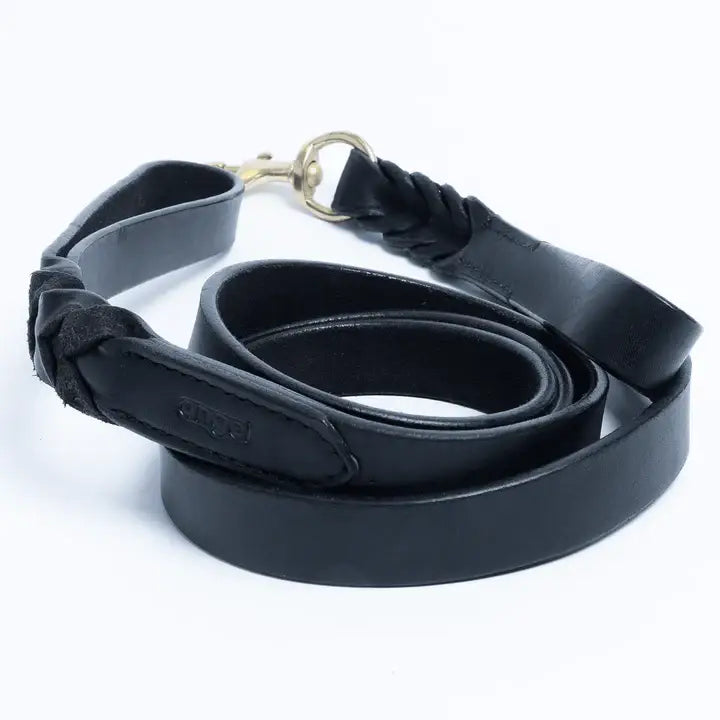 Leather Braided Leash DBL Handle by ANGEL™