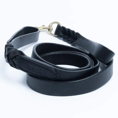 Leather Braided Leash DBL Handle by ANGEL™