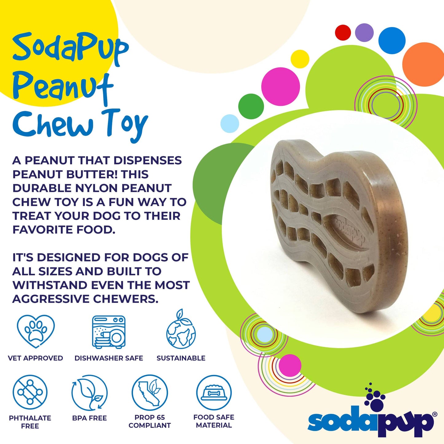 Nylon Peanut Chew Toy - Medium/Large - Brown